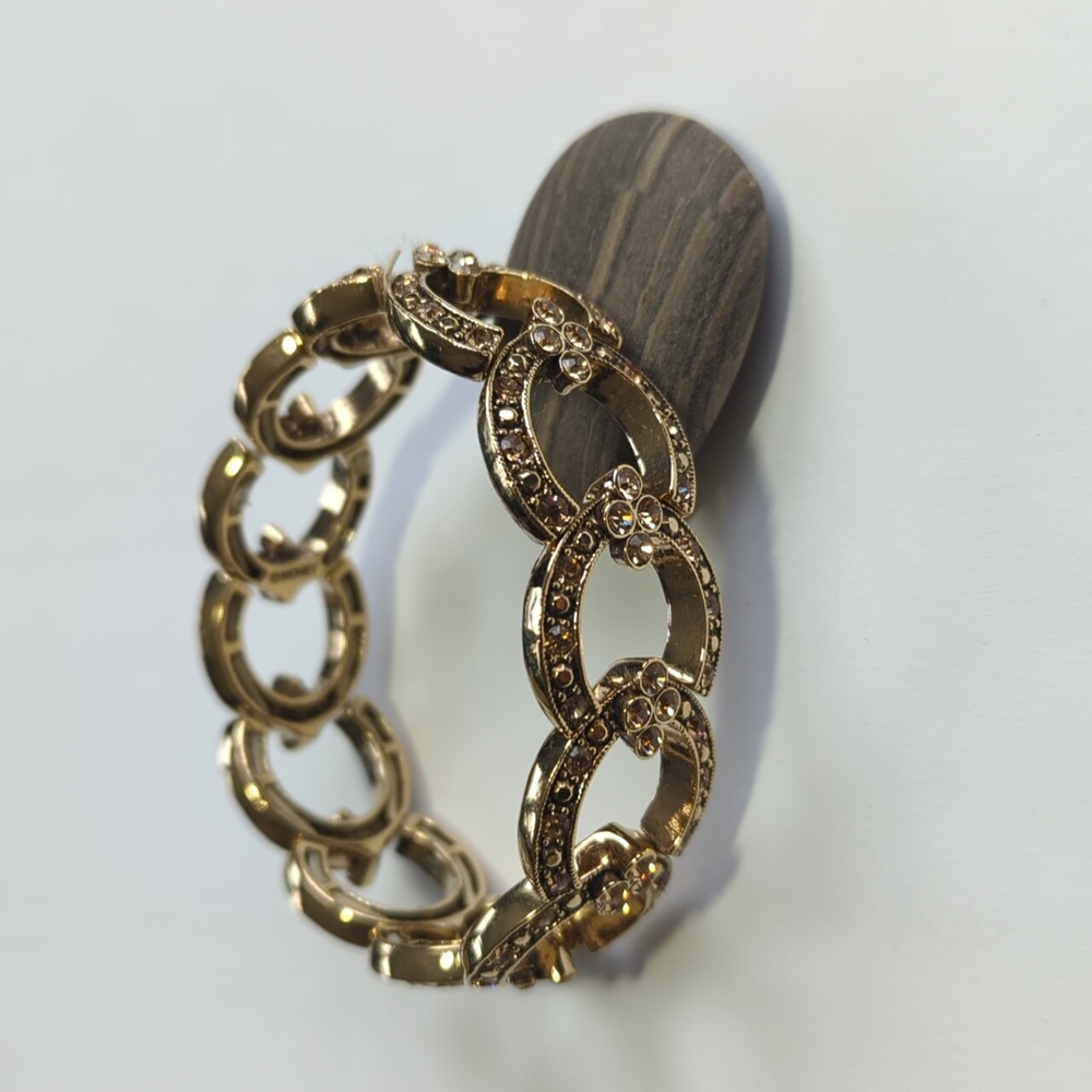 Vintage MONET Gold Crystal Shiny Stretch Bracelet